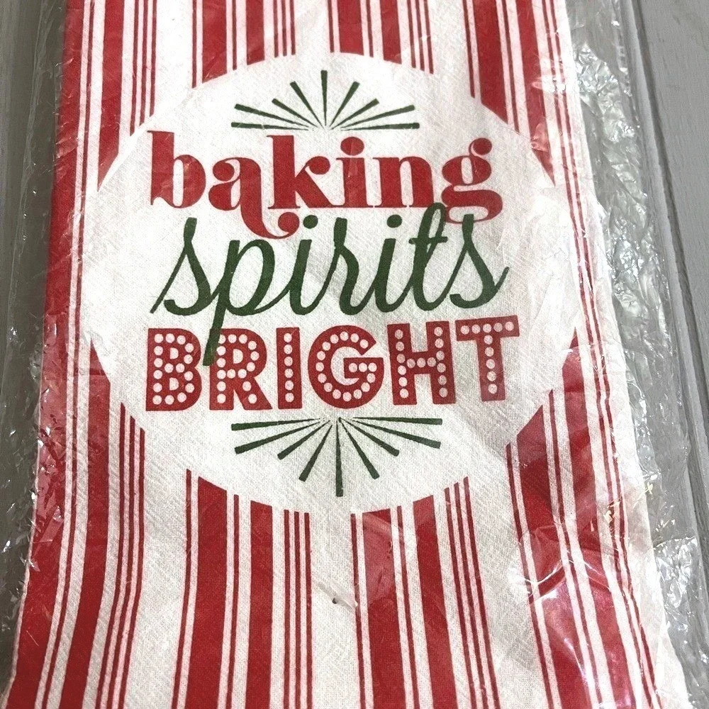 Serafina Home Kitchen Towel Set Of 3 Baking Spirits Bright Red White Festive